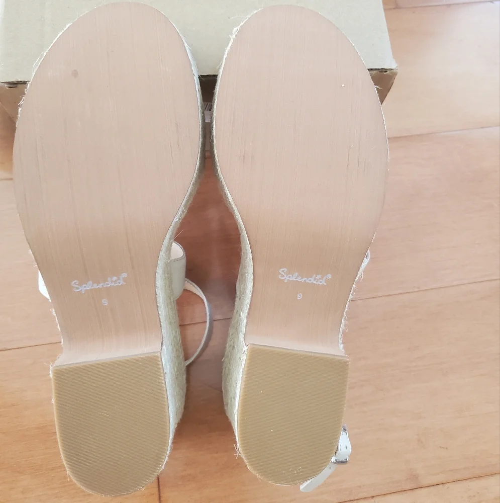 Bowie Espadrille Platform Wedge Leather Sandals, 9